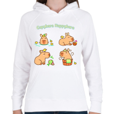 PRINTFASHION Capybara Happybara - Női kapucnis pulóver - Fehér női pulóver, kardigán