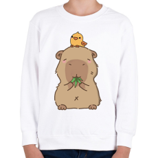 PRINTFASHION Capybara kismadárral - Gyerek pulóver - Fehér
