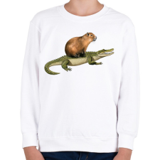 PRINTFASHION Capybara krokodil háton - Gyerek pulóver - Fehér gyerek pulóver, kardigán