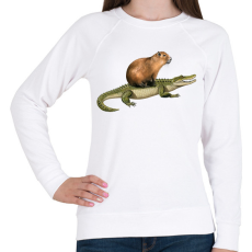 PRINTFASHION Capybara krokodil háton - Női pulóver - Fehér