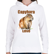 PRINTFASHION Capybara Love - Női kapucnis pulóver - Fehér női pulóver, kardigán