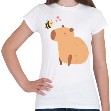 PRINTFASHION Capybara méhecskével - Női póló - Fehér női póló