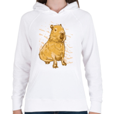 PRINTFASHION Capybara - Női kapucnis pulóver - Fehér női pulóver, kardigán