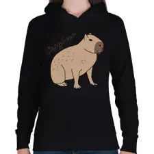 PRINTFASHION Capybara  - Női kapucnis pulóver - Fekete női pulóver, kardigán
