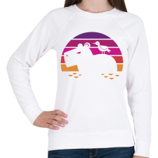 PRINTFASHION Capybara retro - Női pulóver - Fehér női pulóver, kardigán