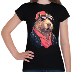 PRINTFASHION Capybara - rock - Női póló - Fekete