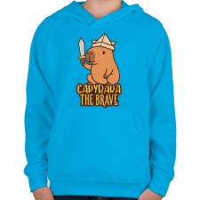 PRINTFASHION Capybara the brave - Gyerek kapucnis pulóver - Azúrkék gyerek pulóver, kardigán