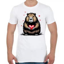 PRINTFASHION Capybara valentin - Férfi póló - Fehér férfi póló