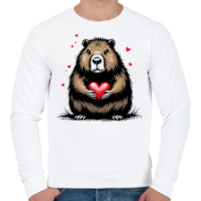 PRINTFASHION Capybara valentin - Férfi pulóver - Fehér férfi pulóver, kardigán