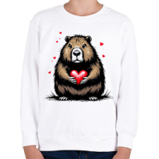 PRINTFASHION Capybara valentin - Gyerek pulóver - Fehér gyerek pulóver, kardigán