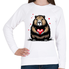 PRINTFASHION Capybara valentin - Női pulóver - Fehér