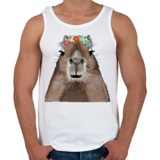 PRINTFASHION Capybara virágkoszorúval - Férfi atléta - Fehér