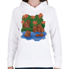 PRINTFASHION Capybarák - Női kapucnis pulóver - Fehér
