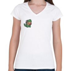 PRINTFASHION capydinosaur - Női V-nyakú póló - Fehér