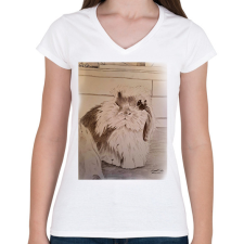 PRINTFASHION Carlos nyuszi - Női V-nyakú póló - Fehér női póló