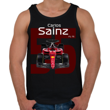 PRINTFASHION Carlos Sainz 55 autóversenyző - fehér felirat - Férfi atléta - Fekete atléta, trikó