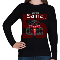 PRINTFASHION Carlos Sainz 55 autóversenyző - fehér felirat - Női pulóver - Fekete