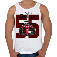 PRINTFASHION Carlos Sainz 55 autóversenyző - fekete felirat - Férfi atléta - Fehér