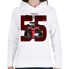 PRINTFASHION Carlos Sainz 55 autóversenyző - fekete felirat - Női kapucnis pulóver - Fehér