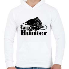 PRINTFASHION Carp hunter - Férfi kapucnis pulóver - Fehér