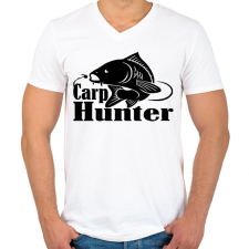 PRINTFASHION Carp hunter - Férfi V-nyakú póló - Fehér férfi póló