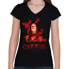 PRINTFASHION carrie - Női V-nyakú póló - Fekete
