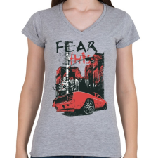 PRINTFASHION Cars city - Női V-nyakú póló - Sport szürke női póló