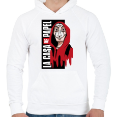 PRINTFASHION Casa de papel art - Férfi kapucnis pulóver - Fehér