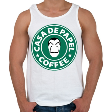 PRINTFASHION Casa de Papel Coffee - Férfi atléta - Fehér atléta, trikó