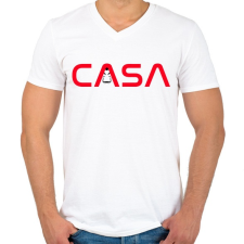 PRINTFASHION CASA - NASA - Férfi V-nyakú póló - Fehér férfi póló