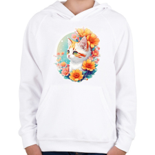 PRINTFASHION cat2 - Gyerek kapucnis pulóver - Fehér gyerek pulóver, kardigán