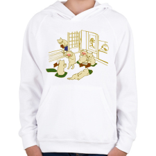 PRINTFASHION Cat drinking party  - Gyerek kapucnis pulóver - Fehér gyerek pulóver, kardigán