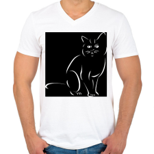 PRINTFASHION Cat - Férfi V-nyakú póló - Fehér férfi póló