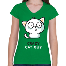 PRINTFASHION Cat guy - Női V-nyakú póló - Zöld női póló