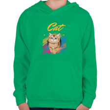 PRINTFASHION CAT - Gyerek kapucnis pulóver - Zöld gyerek pulóver, kardigán