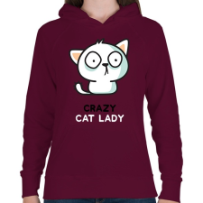 PRINTFASHION Cat lady - Női kapucnis pulóver - Bordó női pulóver, kardigán