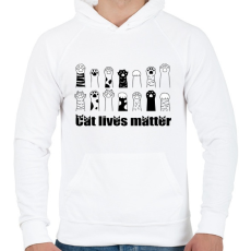 PRINTFASHION Cat lives matter - Férfi kapucnis pulóver - Fehér
