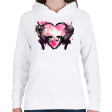 PRINTFASHION Cat love - Női kapucnis pulóver - Fehér női pulóver, kardigán