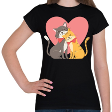PRINTFASHION Cat Love - Női póló - Fekete női póló