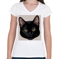 PRINTFASHION Cat - Női V-nyakú póló - Fehér