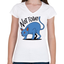 PRINTFASHION Cat not today - Női V-nyakú póló - Fehér női póló