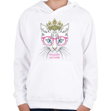 PRINTFASHION Cat princess - Gyerek kapucnis pulóver - Fehér gyerek pulóver, kardigán