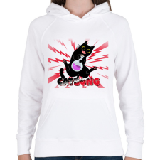 PRINTFASHION CATBONG - Női kapucnis pulóver - Fehér női pulóver, kardigán