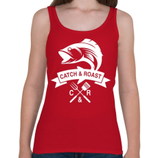 PRINTFASHION Catch and Roast fehér - Női atléta - Cseresznyepiros