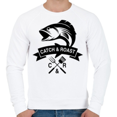 PRINTFASHION Catch and Roast fekete - Férfi pulóver - Fehér