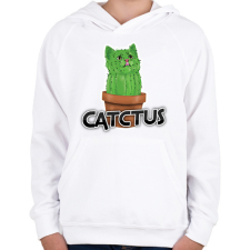 PRINTFASHION Catctus - Gyerek kapucnis pulóver - Fehér gyerek pulóver, kardigán