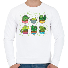 PRINTFASHION Catcus - Férfi pulóver - Fehér