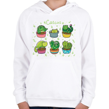 PRINTFASHION Catcus - Gyerek kapucnis pulóver - Fehér gyerek pulóver, kardigán