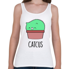 PRINTFASHION Catcus - Női atléta - Fehér női trikó