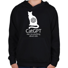 PRINTFASHION CatGPT - Gyerek kapucnis pulóver - Fekete gyerek pulóver, kardigán